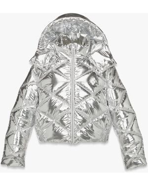 MCM Après-ski Quilted Puffer Jacket In Metallic Polyester - Gray