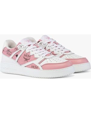 MCM Neo Terrain Sneakers In Visetos Leather Mix - Pink