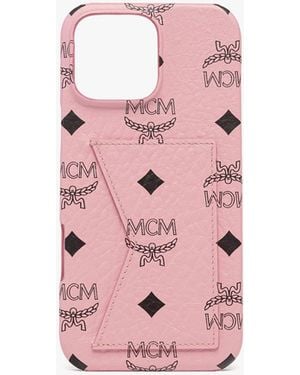 MCM Iphone 16 Pro Max Case In Visetos - Pink
