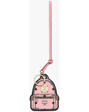 MCM 2d Stark Backpack Charm In Monogram Print Leather - Pink
