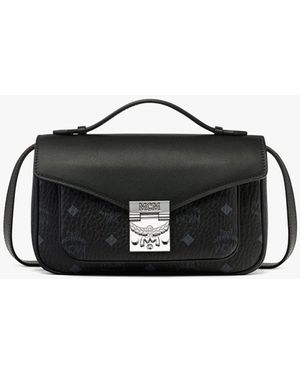 MCM Tracy Crossbody In Visetos Leather Mix - Black