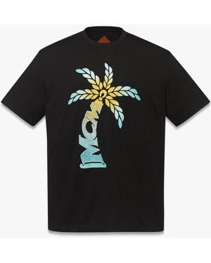MCM Gradation Palm Logo T-shirt In Organic Cotton - Black