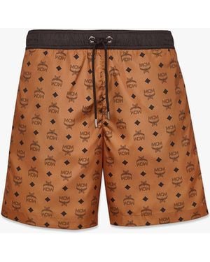 MCM Monogram Print Swim Trunks - Brown