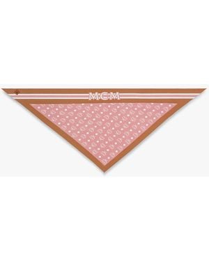 MCM Monogram Print Triangle Silk Scarf - Pink
