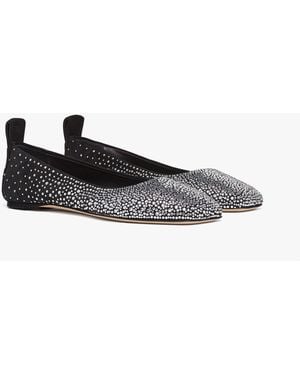 MCM Ballerina Shoes In Gradation Crystal Suede - Black