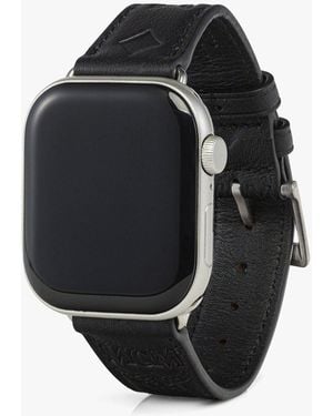 MCM 42-49mm Apple Watch Band In Embossed Monogram Leather - Black