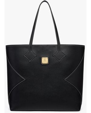 MCM Dia Shopper In Calfskin Leather - Black