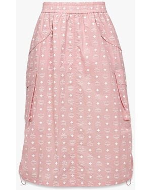 MCM Monogram Midi Skirt In Econyl - Pink