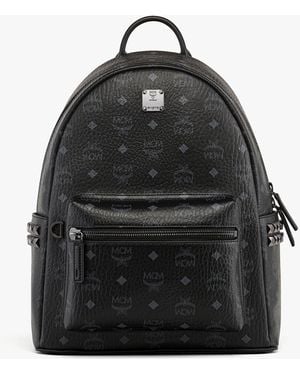 MCM Stark Side Studs Backpack In Visetos - Black