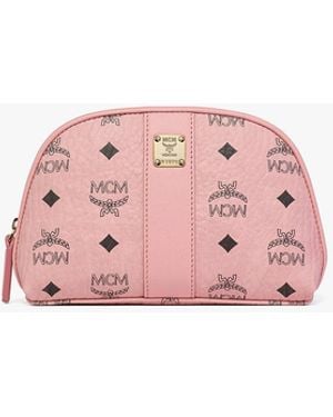 MCM Aren Cosmetic Pouch In Visetos - Pink