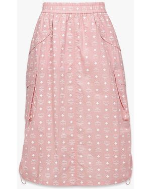 MCM Monogram Midi Skirt In Econyl - Pink
