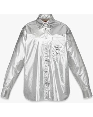 MCM Oversized Shirt In Metallic Polyester - White
