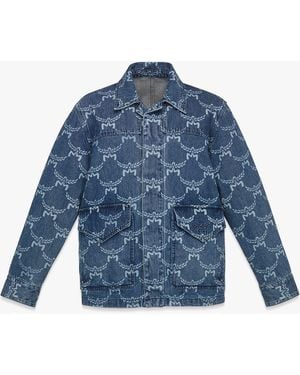 MCM Lauretos Monogram Denim Jacket - Blue