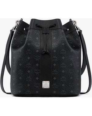 MCM Dessau Drawstring Bag In Visetos - Black