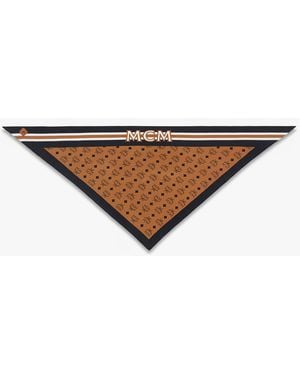 MCM Monogram Print Triangle Silk Scarf - White