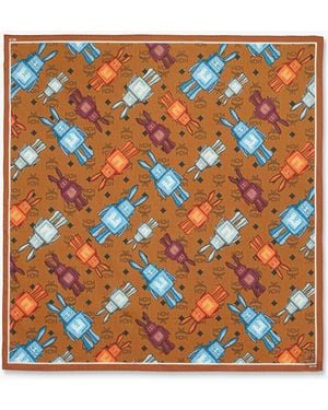 MCM Rabot Monogram Print Bandana Scarf - Brown