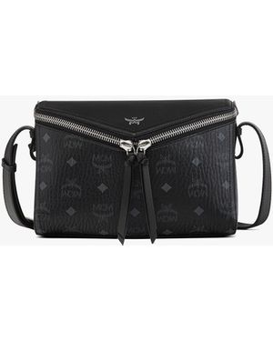 MCM Diamant 3d Shoulder Bag In Visetos Leather Mix - Black