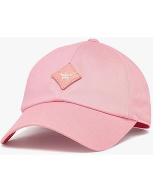 MCM Essential Diamond Cap In Cotton Twill - Pink