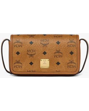MCM Aren Crossbody Wallet In Visetos - Brown