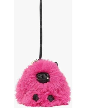MCM Aren Mars Dog Charm In Faux Fur And Visetos - Pink