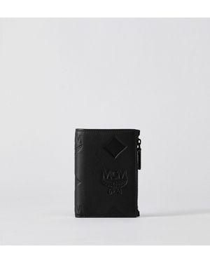 MCM Aren Snap Wallet In Maxi Monogram Leather - Black