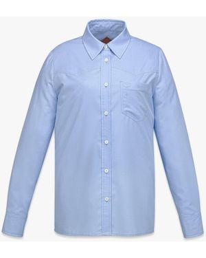 MCM Western Shirt With Monogram Flock Pocket - Blue