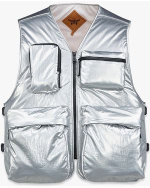 MCM Backpack Vest In Metallic Nylon - Blue