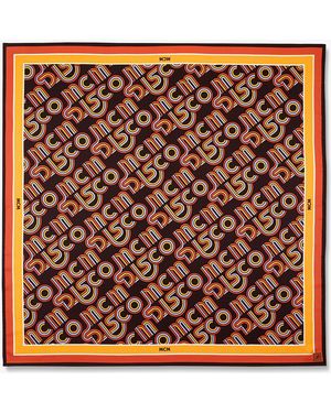 MCM Disco Monogram Scarf In Organic Silk - Black