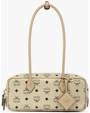 MCM Aren East West Shoulder Bag In Visetos - Metallic
