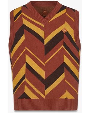MCM Mega Herringbone Vest In Wool-cashmere Jacquard - Brown