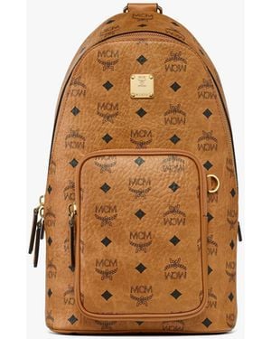 MCM Aren Sling Bag In Visetos - Brown