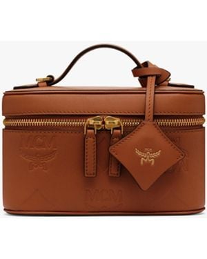 MCM Aren Vanity Case In Maxi Monogram Leather - Brown