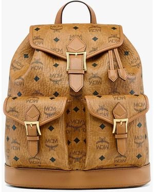 MCM Aren Drawstring Backpack In Visetos - Metallic