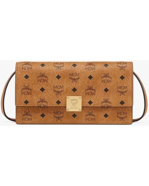 MCM Aren Crossbody Wallet In Visetos - Brown