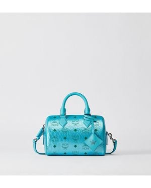 MCM Ella Boston Bag In Visetos - Blue