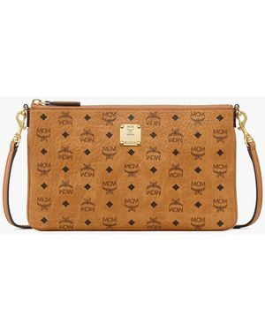 MCM Aren Crossbody Pouch In Visetos - Brown