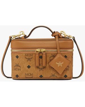 MCM Aren Vanity Case In Visetos Leather Mix - Brown