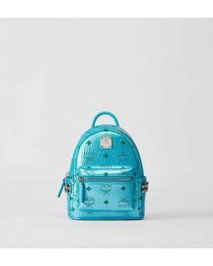 MCM Stark Bebe Boo Side Studs Backpack In Visetos - Blue