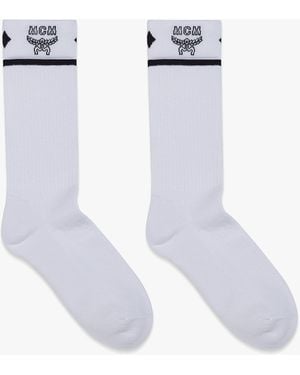 MCM Logo Jacquard Socks - White