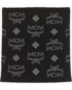 MCM Neck Warmer In Monogram Wool Jacquard - Black