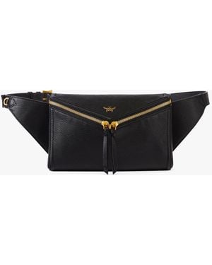 MCM Diamant 3d Belt Bag In Goatskin Leather - Black