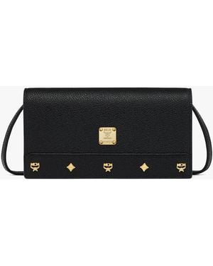 MCM Pina Crossbody Wallet In Studded Calfskin - Black