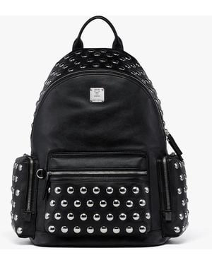 MCM Stark Backpack In Galactic Gala Lamb Leather - Black