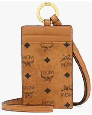 MCM Lanyard Id Card Holder In Visetos - Brown