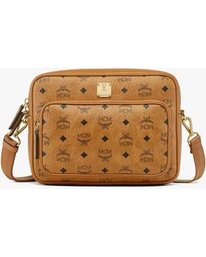 MCM Aren Crossbody In Visetos - Brown