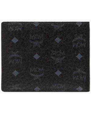 MCM Bifold Wallet In Visetos With Card Case - Black