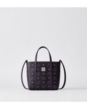 MCM Toni Top-zip Shopper In Visetos - Blue