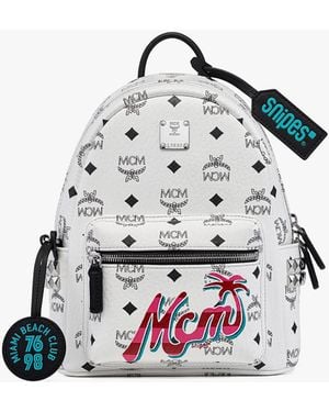 MCM X Snipes Stark Side Studs Backpack In Visetos - White