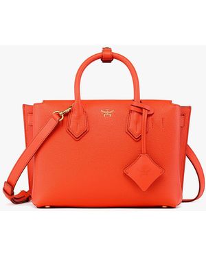 MCM Milla Tote In Grained Leather - Red