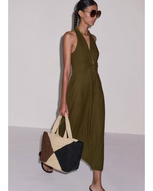 ME+EM Crease-Less Linen Twist Front Maxi Dress - Natural